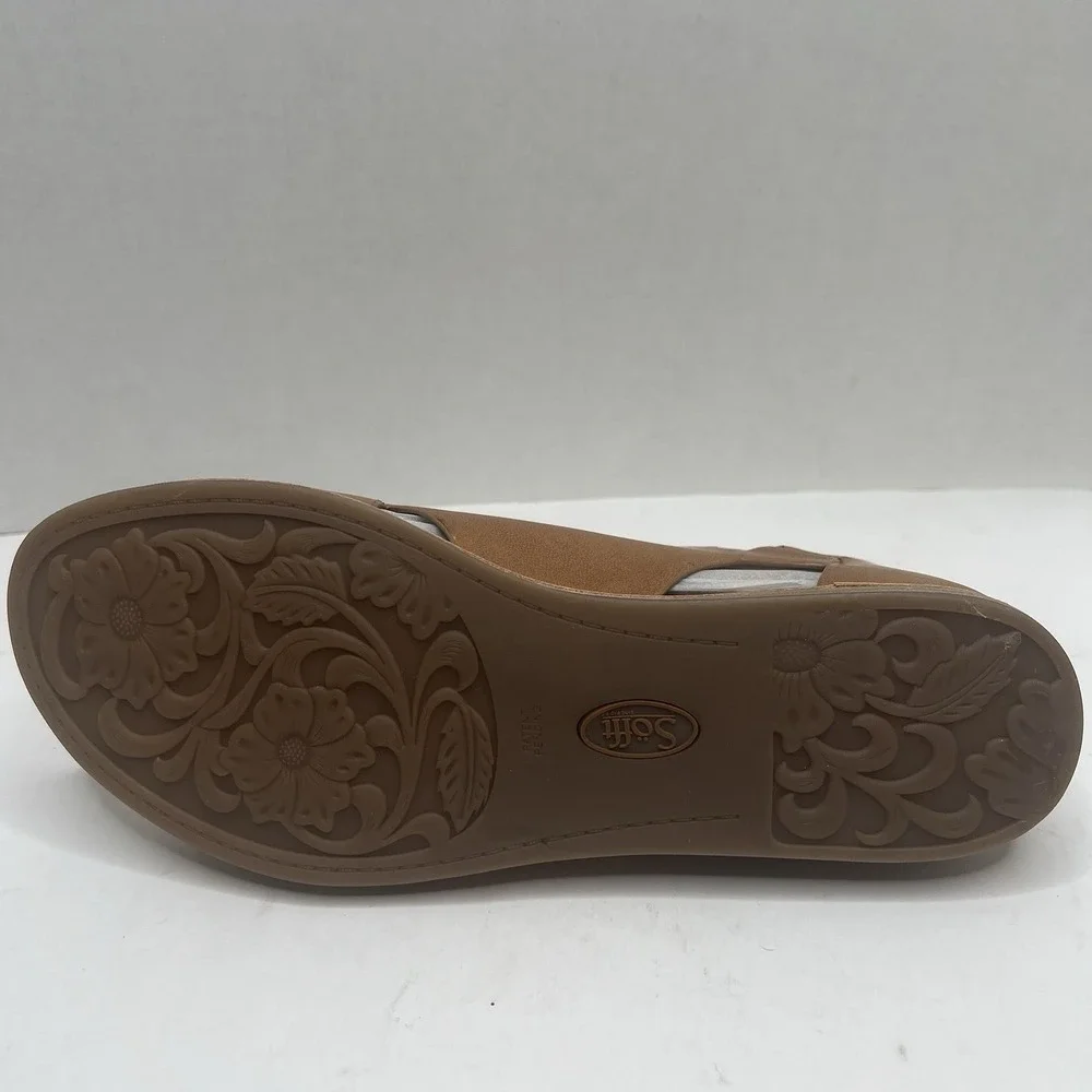 Sofft Evonne Women’s 7.5 M Luggage Brown Leather Open Toe Slingback Sandals NIB